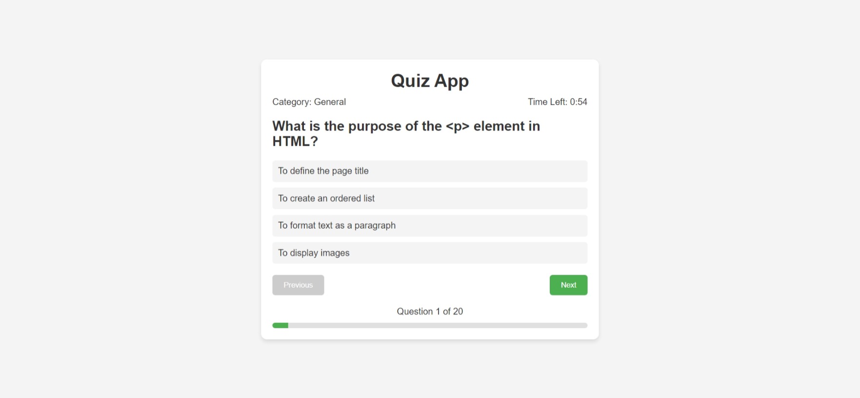Simple Interactive Quiz